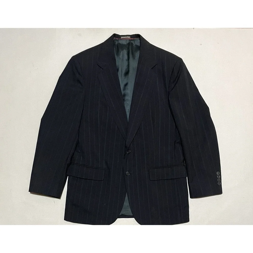 John Weitz‎ 2 Piece Mens Size 40R Blazer Pinstripe Navy Suit 32 X 31 Pants Wool
